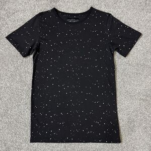 Inspected London Shirt Mens Small Black White Speckle Print T-Shirt Tee Crewneck